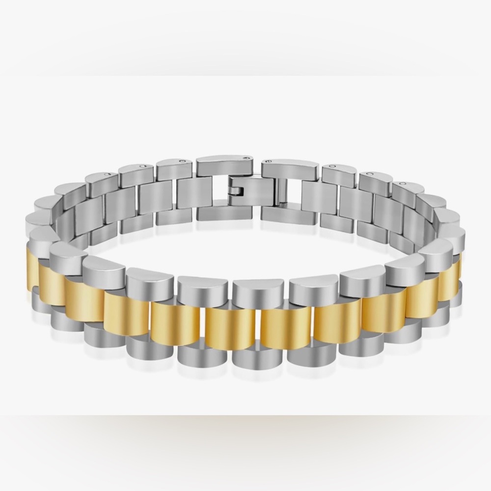 EUC Gold Plated & Stainless Tone Waterproof Stainless Steel Link Bracelet